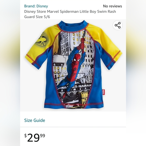 Disney Store Marvel Spiderman Little Boy Swim Rash Guard Size 5/6 - Picture 13 of 13